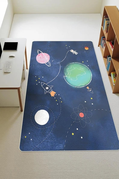 Modern Dijital Baskı Kaymaz Taban Çocuk ve Genç Odası Halısı H0661 RENKLİ 80 X 200 ürün görseli 1