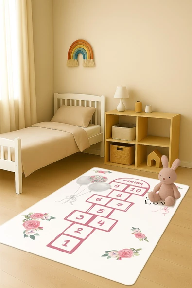 Modern Dijital Baskı Kaymaz Taban Çocuk ve Genç Odası Halısı H0701 RENKLİ 80 X 200 ürün görseli 1