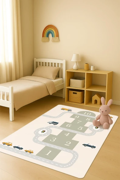 Modern Dijital Baskı Kaymaz Taban Çocuk ve Genç Odası Halısı H0699 RENKLİ 80 X 300 ürün görseli 1