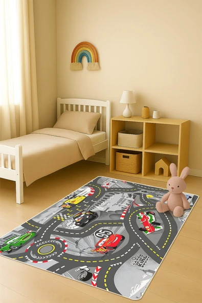 Modern Dijital Baskı Kaymaz Taban Çocuk ve Genç Odası Halısı H0717 RENKLİ 80 X 300 ürün görseli 1