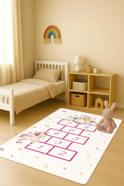 Modern Dijital Baskı Kaymaz Taban Çocuk ve Genç Odası Halısı H0700 RENKLİ 160 X 230 ürün görseli 1