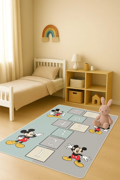 Modern Dijital Baskı Kaymaz Taban Çocuk ve Genç Odası Halısı H0953 RENKLİ 80 X 200 ürün görseli 1