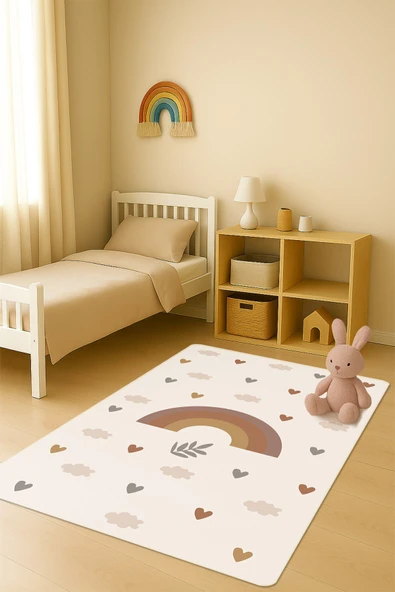 Modern Dijital Baskı Kaymaz Taban Çocuk ve Genç Odası Halısı H0782 RENKLİ 140 X 200 ürün görseli 1