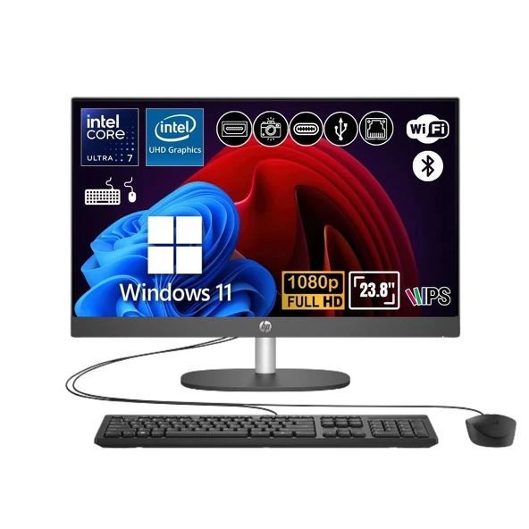 HP ProOne 240 G10 D36C6ET ATL30 Ultra 7 155U 32GB 2TB SSD Win11P 23.8" Full HD All in One Bilgisayar ürün görseli 1