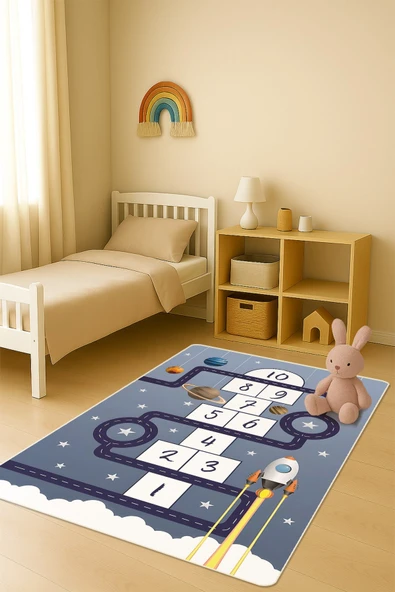 Modern Dijital Baskı Kaymaz Taban Çocuk ve Genç Odası Halısı H0713 RENKLİ 160 X 230 ürün görseli 1