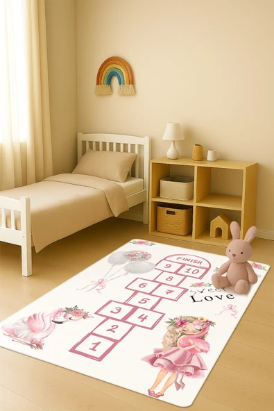 Modern Dijital Baskı Kaymaz Taban Çocuk ve Genç Odası Halısı H0703 RENKLİ 80 X 150 ürün görseli 1