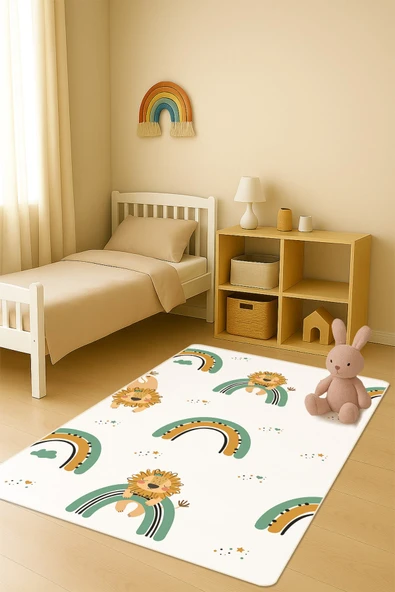 Modern Dijital Baskı Kaymaz Taban Çocuk ve Genç Odası Halısı H0781 RENKLİ 100 X 300 ürün görseli 1