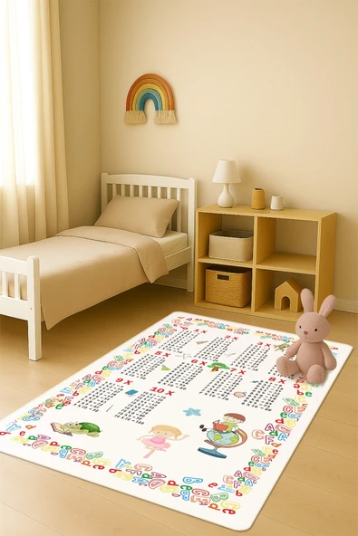 Modern Dijital Baskı Kaymaz Taban Çocuk ve Genç Odası Halısı H0634 RENKLİ 120 X 180 ürün görseli 1