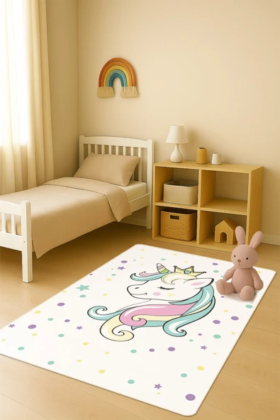 Modern Dijital Baskı Kaymaz Taban Çocuk ve Genç Odası Halısı H0772 RENKLİ 120 X 180 ürün görseli 1