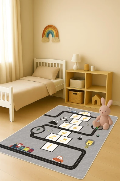 Modern Dijital Baskı Kaymaz Taban Çocuk ve Genç Odası Halısı H0711 RENKLİ 100 X 300 ürün görseli 1