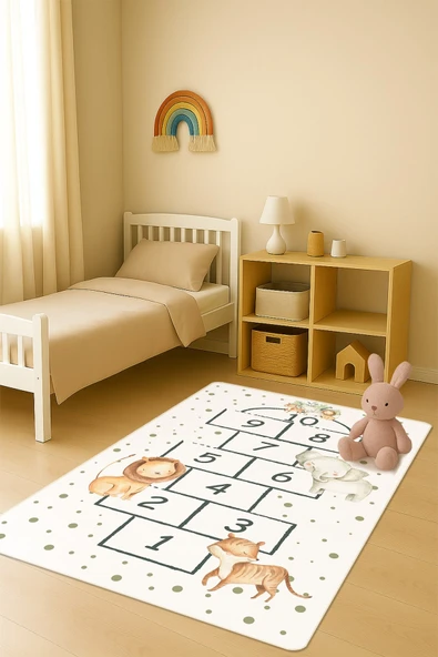 Modern Dijital Baskı Kaymaz Taban Çocuk ve Genç Odası Halısı H0697 RENKLİ 140 X 200 ürün görseli 1
