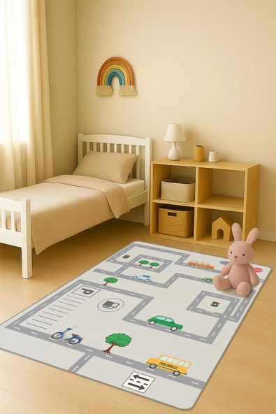 Modern Dijital Baskı Kaymaz Taban Çocuk ve Genç Odası Halısı H0724 RENKLİ 160 X 230 ürün görseli 1