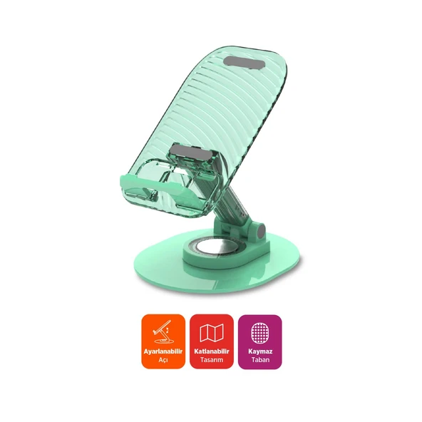 Polosmart PSM143 Telefon Tablet Standı 60° Ayarlanabilir 1000g Taşıma Kapasiteli Yeşil ürün görseli 1