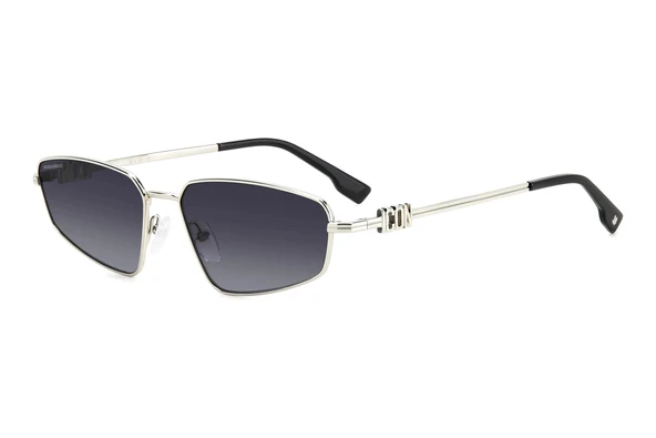 Dsquared2 Unisex Güneş Gözlüğü - Geometrik Gümüş Metal Çerçeve Koyu Gri Aynalı Degrade UV400 Cam %100 UV Koruma ICON 001 ürün görseli 1