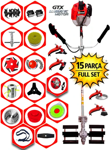 Wacker Pro German KAVRIX-735 Seri Yan Tip Tırpan+ Akrobat Çapalama + Toprak Eşeleme 15 Parça Temizlik Seti ürün görseli 1