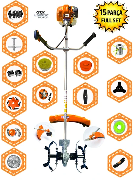 Wacker Pro German KRYVON-825 Yan Tip Tırpan+ Akrobat Çapalama + Toprak Eşeleme 15 Parça Arazi Seti ürün görseli 1
