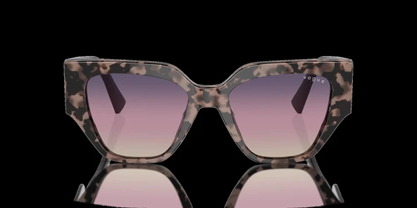Vogue Kadın Güneş Gözlüğü - Geometrik/İrregüler Form Pembe Havana Kemik Çerçeve Kahverengi/Mor/Mavi Cam 0VO5409S ürün görseli 1