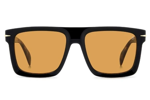 David Beckham Unisex Güneş Gözlüğü - Siyah Havana Kemik Çerçeve Turuncu Cam %100 UV Koruma 7134/S WR7 ürün görseli 1