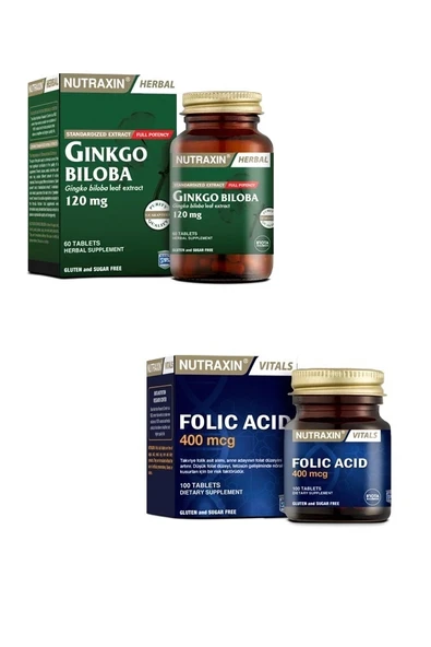 Ginkgo Biloba 60 Tablet + Folik Asit Takviyesi 400 Mcg 100 Tablet ürün görseli 1