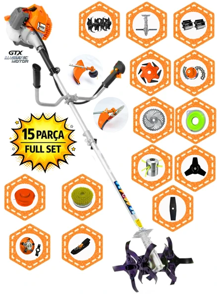Wacker Pro German ZYROX-815 Seri Yan Tip Tırpan+ Akrobat Çapalama + Toprak Eşeleme 15 Parça Arazi Seti ürün görseli 1