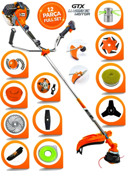 Wacker Pro German WZ-8900 ULTRA Yan Tipi Benzinli Ot Çalı Çim Biçme Tırpanı+ 12 Pcs Komple Setli ürün görseli 1