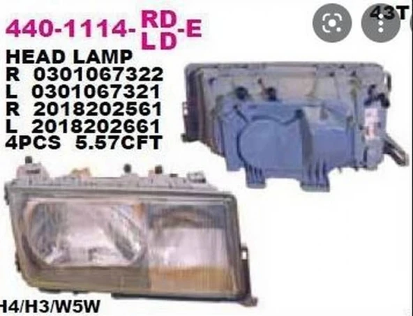 Mercedes W201 83 93 Far Sol  (Oem No:A2018207961) ürün görseli 1