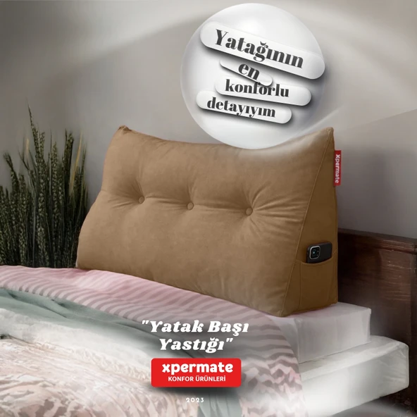 Yatak Başı Yastığı Sırt ve Bel Destek Yastığı Kahverengi 120 cm ürün görseli 1