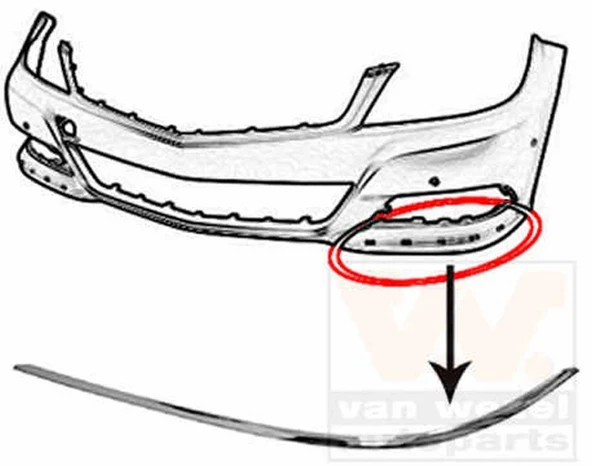 Mercedes C Class 2011-2013 Ön Tampon Alt Nikelajı Sol Tw (Oem No: 2048853721) ürün görseli 1