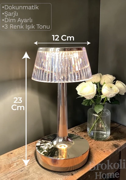 Dokunmatik Masa Gece Lambası Dokunmatik Lamba Abajur Led Şarjlı Masa Lambası Ledli Lamba Gold 21 Cm ürün görseli 1