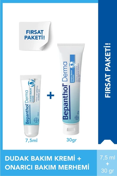 Bepanthol Derma Onarıcı Bakım Merhemi 30 gr + Bepanthol Derma Dudak Bakım Kremi 7,5 ml ürün görseli 1