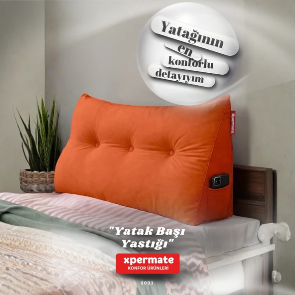 Yatak Başı Yastığı Sırt ve Bel Destek Yastığı Kiremit 90 cm ürün görseli 1