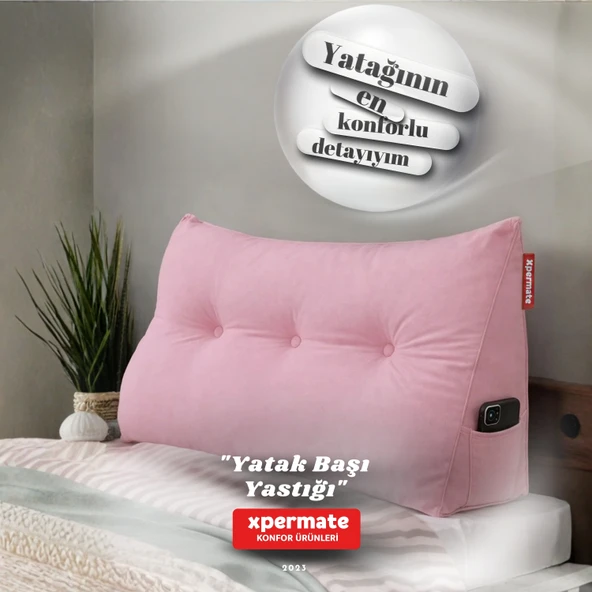 Yatak Başı Yastığı Sırt ve Bel Destek Yastığı Pembe 120 cm ürün görseli 1