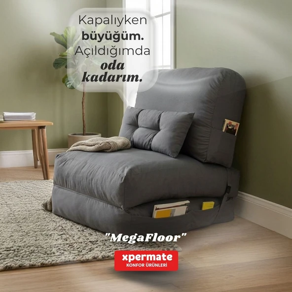 Tek Kişilik Yataklı Koltuk 22 cm Sünger Yatak Açılır Yer Yatağı Misafir Yatağı 225x90x22 MegaFloor ürün görseli 1