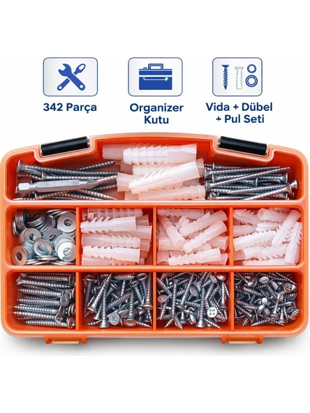 Civtex 342 Parça Vida Dübel Pul Seti Takım Çantası