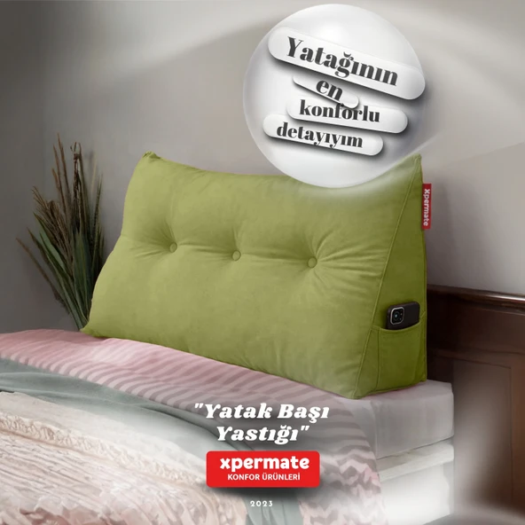 Yatak Başı Yastığı  Sırt ve Bel Destek Yastığı Yeşil 160 cm ürün görseli 1