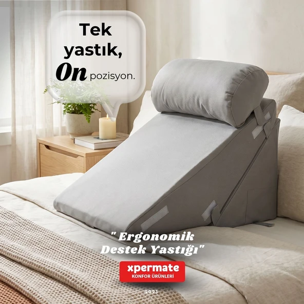 XPERMATE Ergonomik Destek Yastýðý – Baþ, Sýrt, Bel ve Bacak Desteði Gri ürün görseli 1
