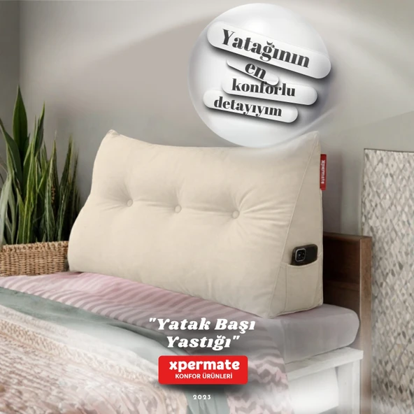 Yatak Başı Yastığı  Sırt ve Bel Destek Yastığı Bej 160 cm ürün görseli 1