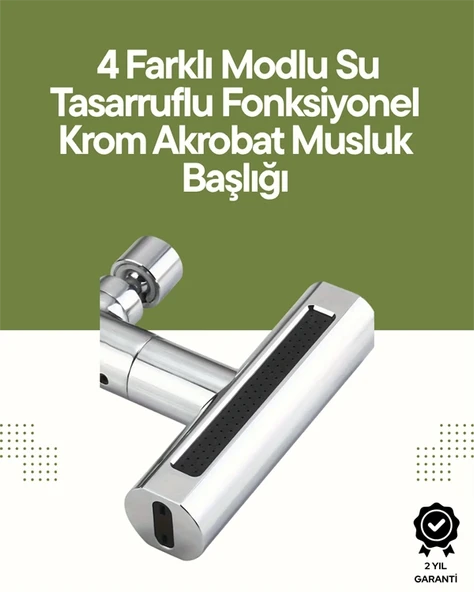 Krom Musluk Başlığı | 4'Ü 1 Arada Su Çıkışı | Kolay Montajlı ürün görseli 1