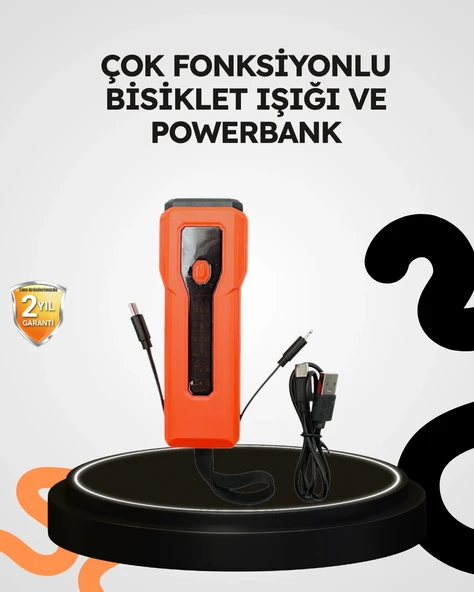 600 Lümen Bisiklet Ön Işık Powerbankli Çakar Cob Led ürün görseli 1