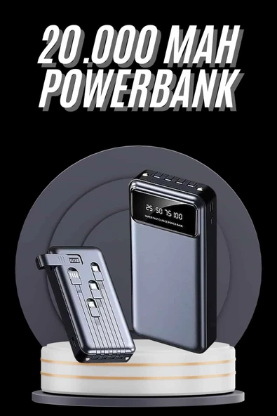 Hızlı Şarj Özellikli 20.000 Mah Dijital Göstergeli Usb Girişli Android İos Uyumlu ürün görseli 1