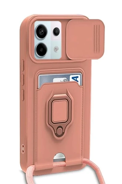 Newface Xiaomi Redmi Note 13 Pro 5G Kılıf Zuma Kartvizitli Yüzüklü Silikon - Pembe ürün görseli 1