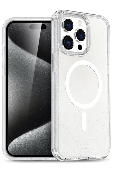 Newface Apple iPhone 15 Pro Kılıf Star Magsafe Kapak - Şeffaf ürün görseli 1