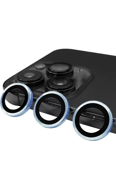 Newface Apple iPhone 13 Pro Max Raze Metal Kamera Lens - Mavi ürün görseli 1