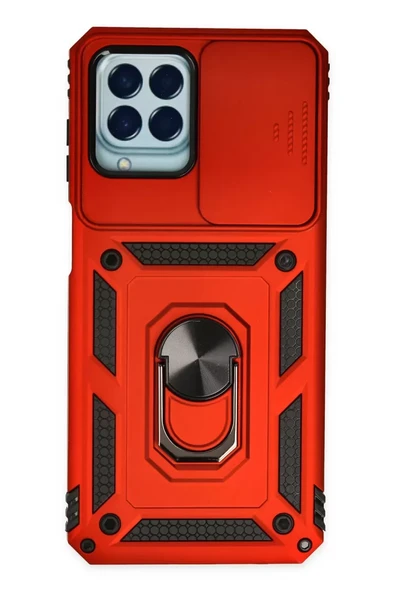 Newface Samsung Galaxy M33 Kılıf Pars Lens Yüzüklü Silikon - Kırmızı ürün görseli 1