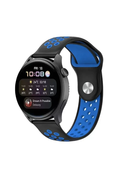 Newface Watch 22mm Spor Delikli Kordon - Siyah-Mavi ürün görseli 1