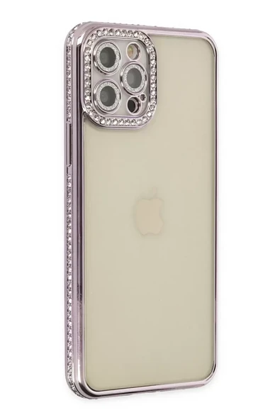 Newface Apple iPhone 12 Pro Kılıf Joke Taşlı Silikon - Mor ürün görseli 1