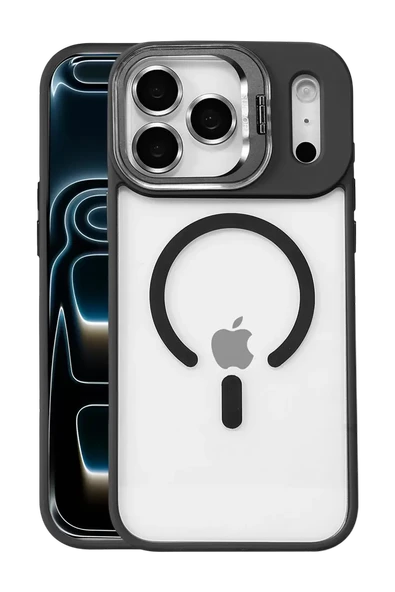 Joko Apple iPhone 17 Pro Max Remim Lensli Magsafe Standlı Kapak - Siyah ürün görseli 1