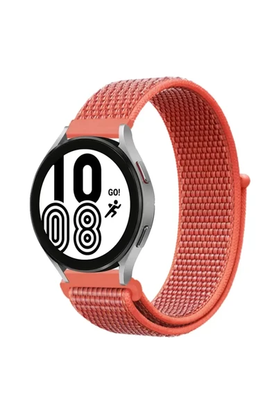 Newface Samsung Galaxy Watch 4 Hasırlı Cırtcırtlı Kordon - Turuncu ürün görseli 1