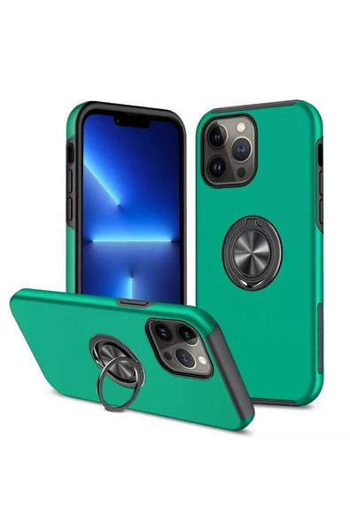 Newface Apple iPhone 13 Pro Kılıf Elit Yüzüklü Kapak - Yeşil ürün görseli 1