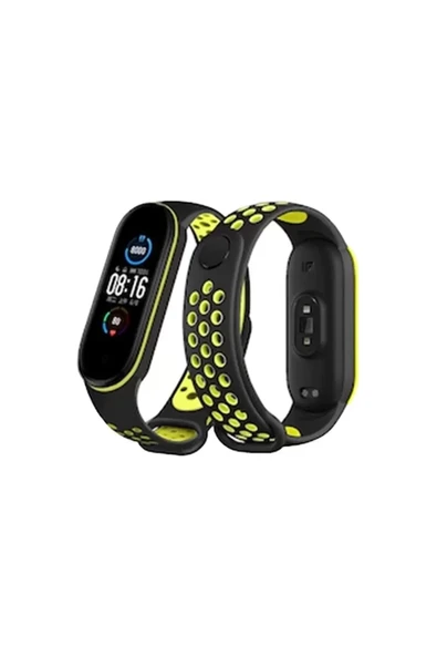 Newface Xiaomi Mi Band 4 Spor Delikli Kordon - Siyah-Yeşil ürün görseli 1